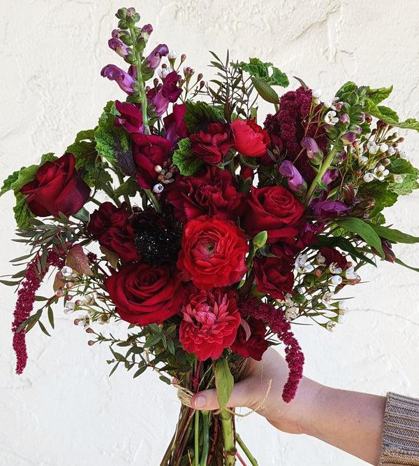 Romance Bouquet | Red Santa Barbara Flowers on white background